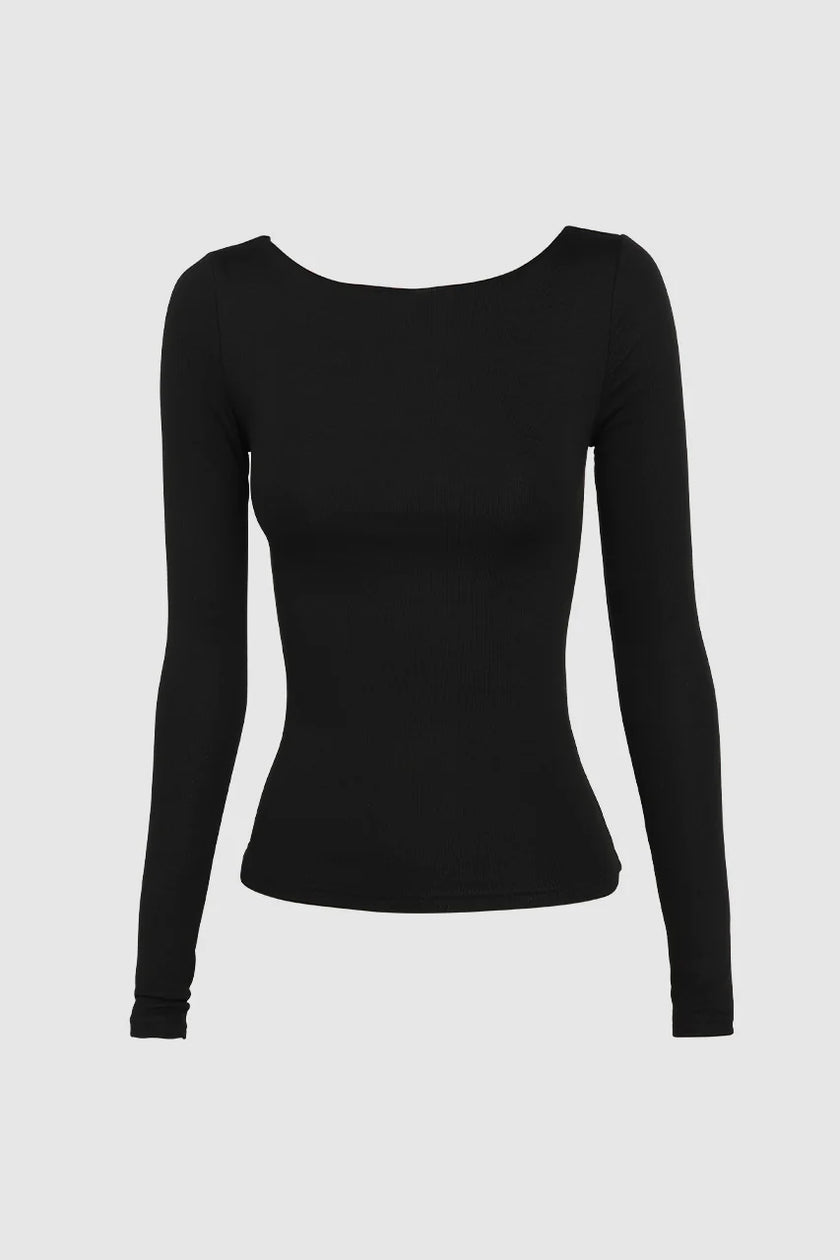 Madison The Label Caden Long Sleeve Top Black