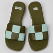 Camper Twins Multicoloured Leather Slide Khaki/Blue