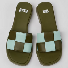 Load image into Gallery viewer, Camper Twins Multicoloured Leather Slide Khaki/Blue
