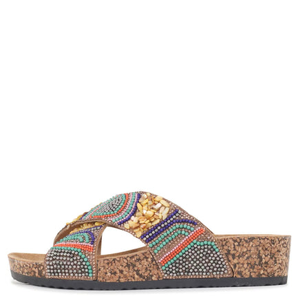 Los Cabos Capri Beaded Slides Multi