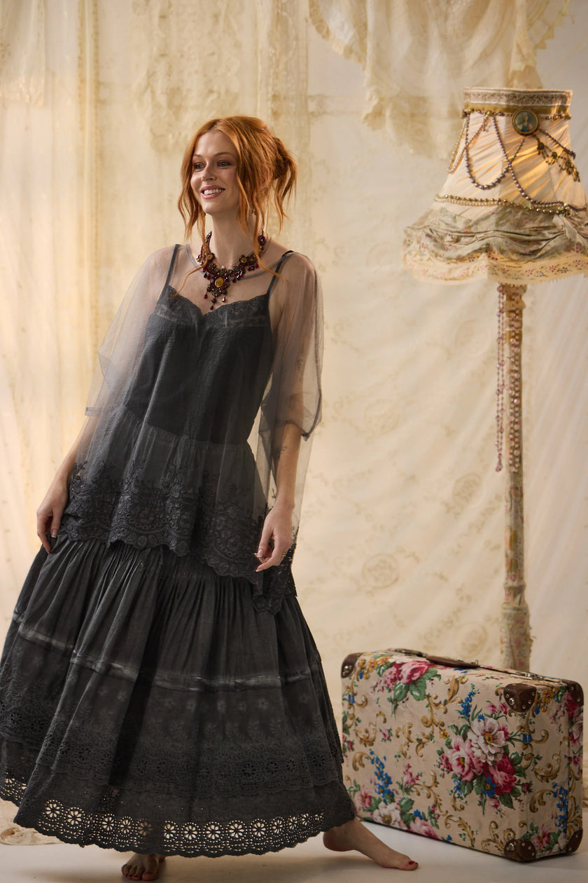 Miss Rose Sister Violet Chantilly Lace Edged Top Mist