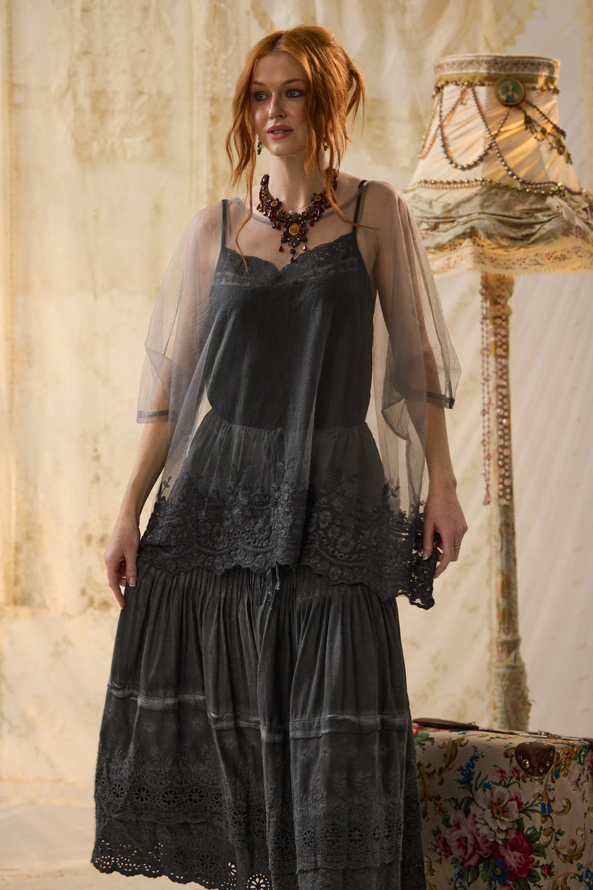 Miss Rose Sister Violet Chantilly Lace Edged Top Mist