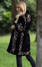 Load image into Gallery viewer, Cienna Danica Black Velvet Embroidered Coat
