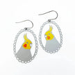 DENZ Cockatiel Earrings Grey/ Yellow/ Orange
