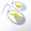 DENZ Cockatiel Earrings Grey/ Yellow/ Orange