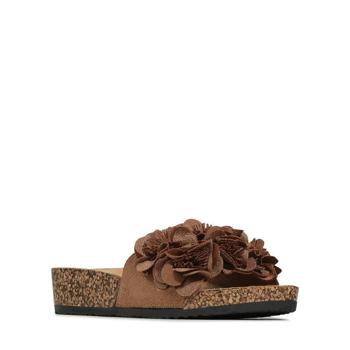 Los Cabos Corsage Embellished Slide Sandals Truffle Chocolate