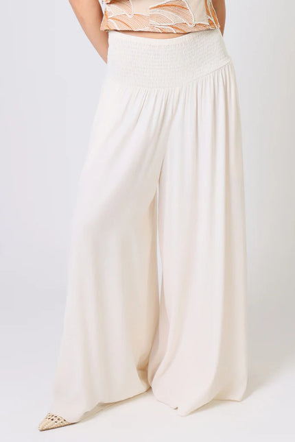 Traffic People Cream Tea Aurora Wide Leg Trousers Cream