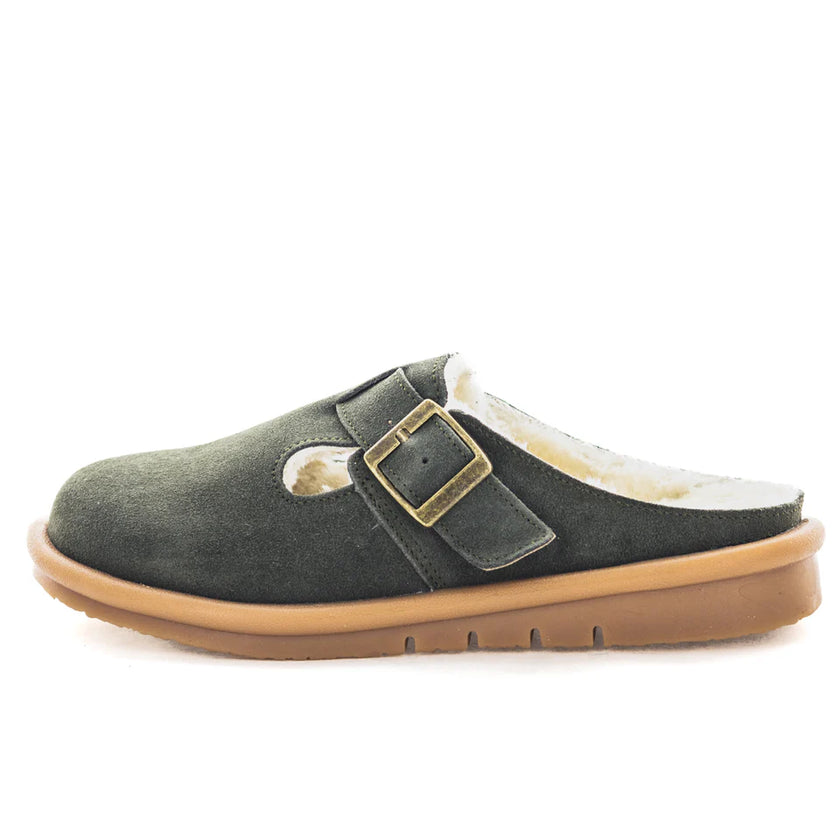 Just Bee Cubby Clogs Khaki Suede