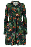 Sugarhill Brighton Henrietta Mini Shirt Dress Dark Green Tigers/Palms