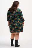 Sugarhill Brighton Henrietta Mini Shirt Dress Dark Green Tigers/Palms