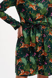 Sugarhill Brighton Henrietta Mini Shirt Dress Dark Green Tigers/Palms