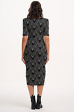 Sugarhill Brighton Hatsy Jersey Jacquard Midi Dress Black/Off White Heart Explosion