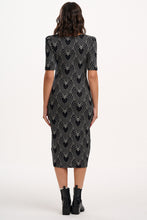 Load image into Gallery viewer, Sugarhill Brighton Hatsy Jersey Jacquard Midi Dress Black/Off White Heart Explosion

