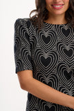 Sugarhill Brighton Hatsy Jersey Jacquard Midi Dress Black/Off White Heart Explosion