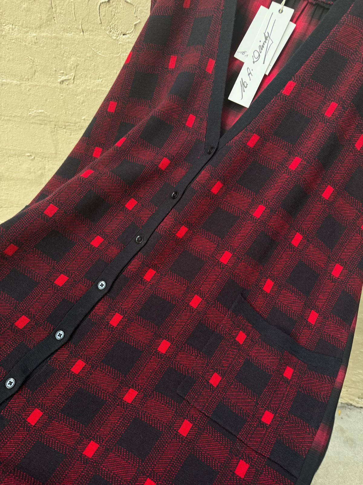 M. A. Dainty Dipper Cardigan Rodeo Check
