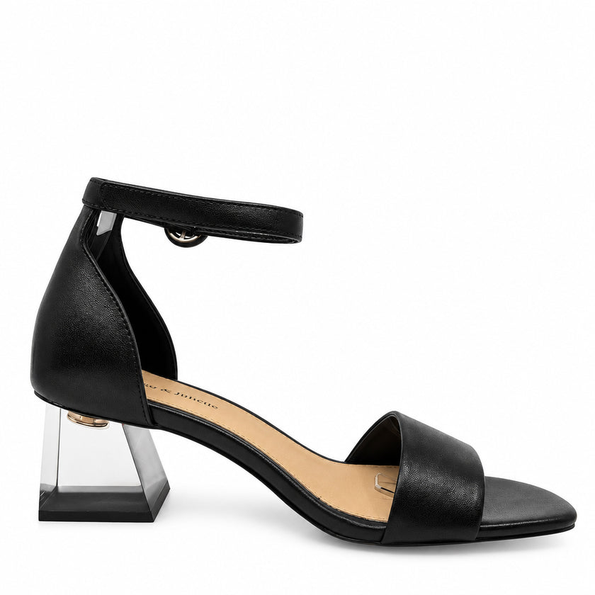 Django & Juliette Mirabel Heel Sandals Black Leather