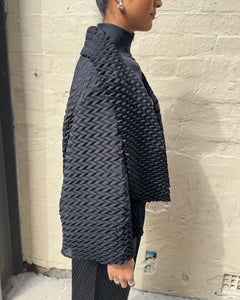 Indulge Me CLO101 Zig Zag Pleated Jacket Black