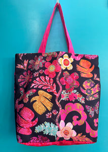 Anna Chandler Design Double Sided Canvas Bag Florabel Black