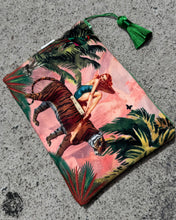 Load image into Gallery viewer, Queen K Jungle Pink Velvet Cosmetics Purse
