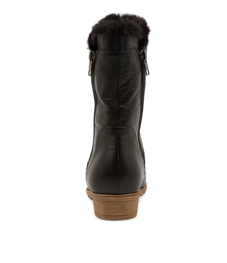 Django & Juliette Rudo New Black Leather Black Fur
