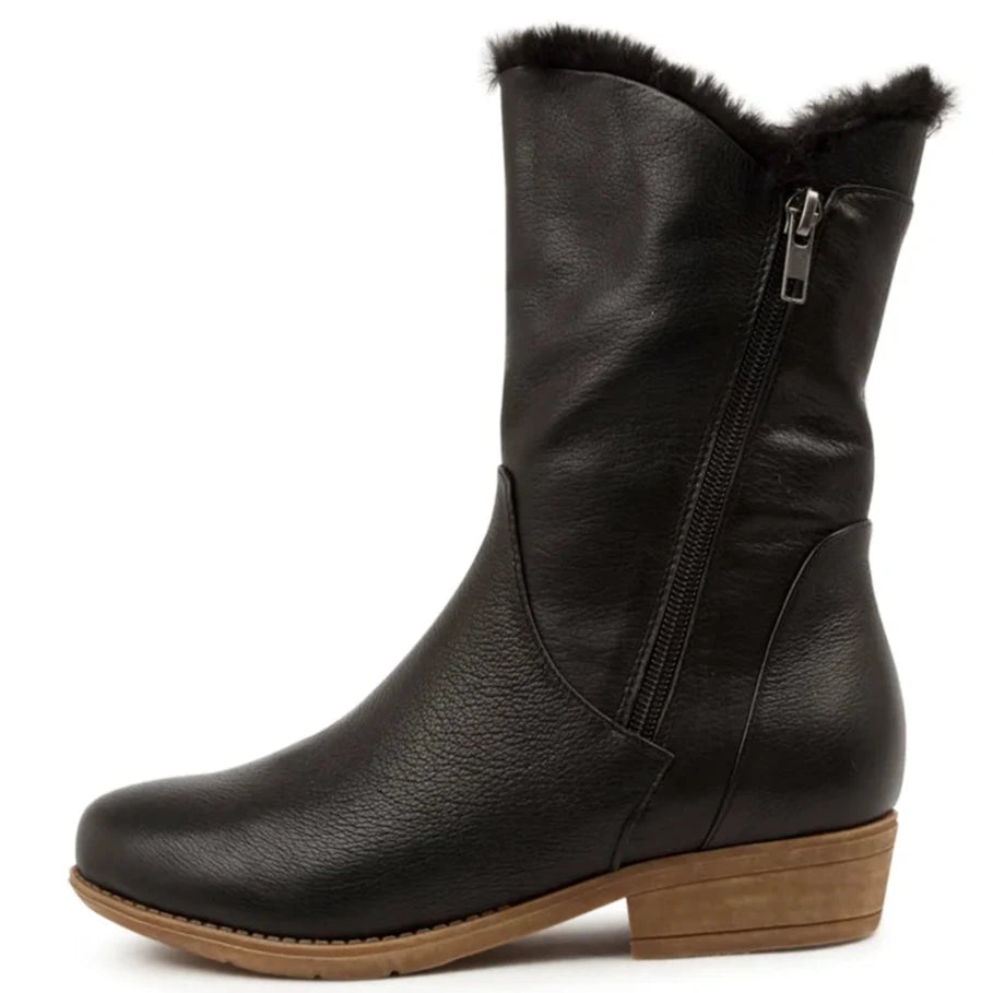 Django & Juliette Rudo New Black Leather Black Fur