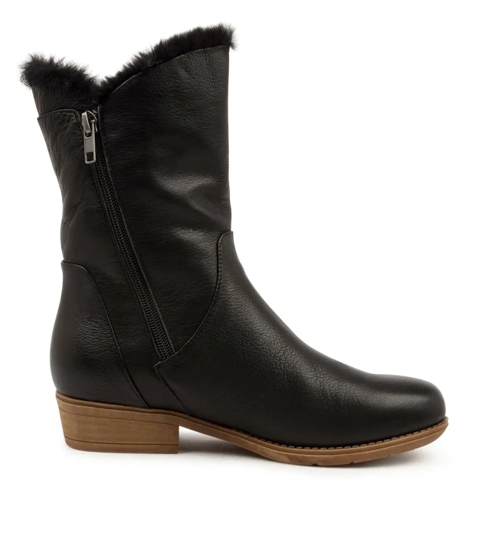 Django & Juliette Rudo New Black Leather Black Fur