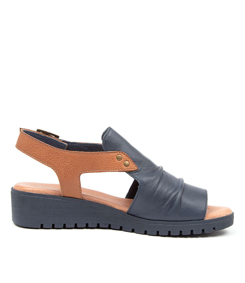 Django & Juliette Madis Navy/ Dark Tan Leather