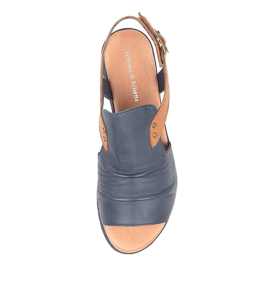 Django & Juliette Madis Navy/ Dark Tan Leather