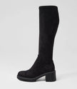 Django & Juliette Zina Knee High Boots Black Stretch Microsuede