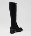 Django & Juliette Zina Knee High Boots Black Stretch Microsuede