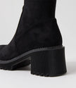 Django & Juliette Zina Knee High Boots Black Stretch Microsuede