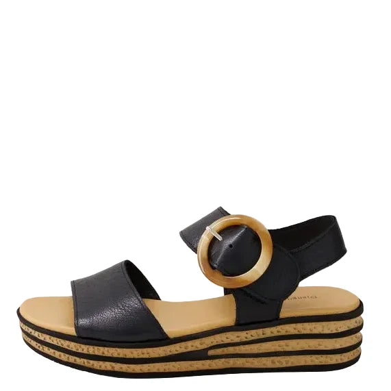 Django & Juliette Cubbie Platform Sandals Black Leather