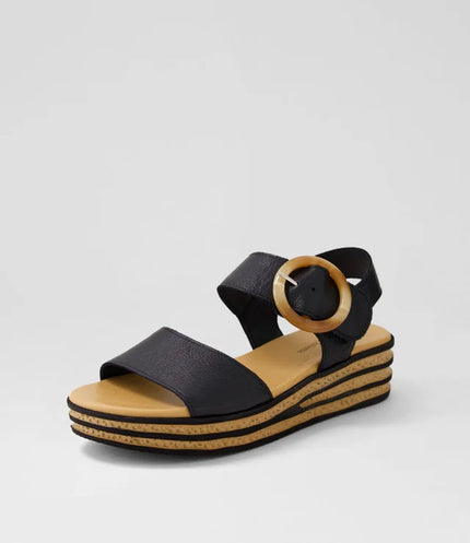 Django & Juliette Cubbie Platform Sandals Black Leather
