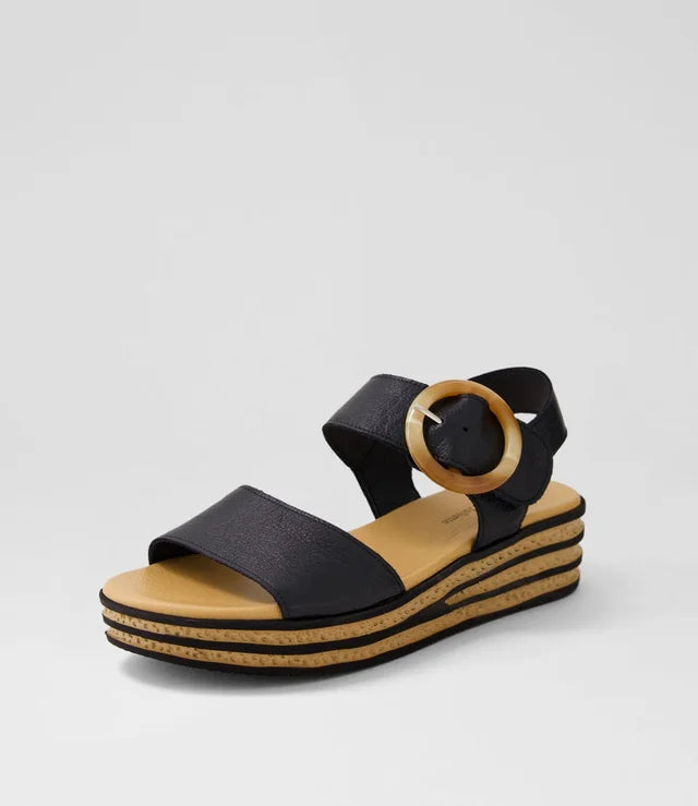 Django & Juliette Cubbie Platform Sandals Black Leather