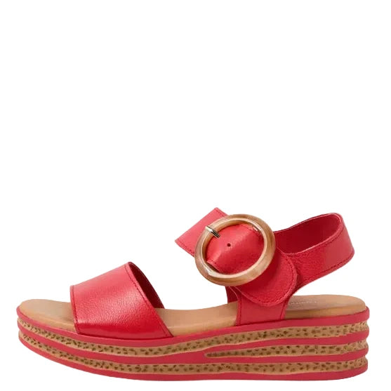 Django & Juliette Cubbie Platform Sandals Red Leather