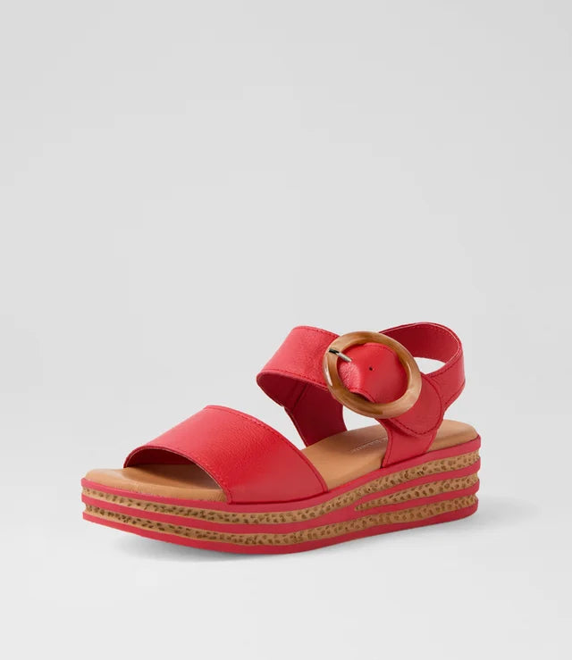 Django & Juliette Cubbie Platform Sandals Red Leather
