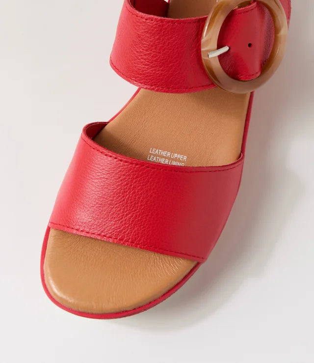 Django & Juliette Cubbie Platform Sandals Red Leather