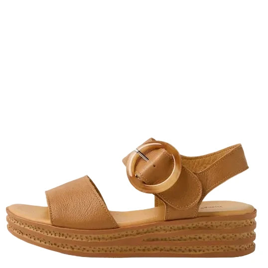 Django & Juliette Cubbie Platform Sandals Dark Tan Leather