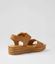 Django & Juliette Cubbie Platform Sandals Dark Tan Leather