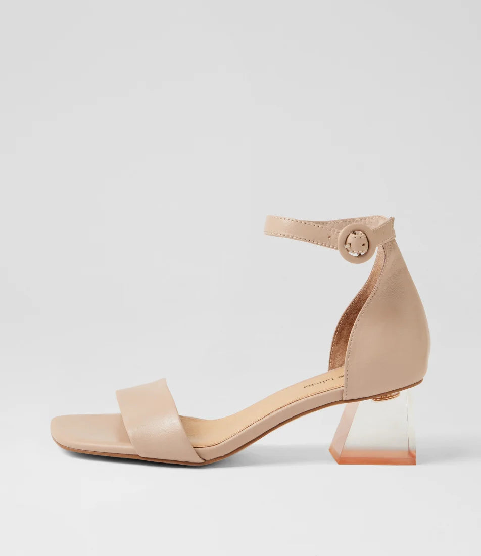 Django & Juliette Mirabel Heel Sandals Nude Leather