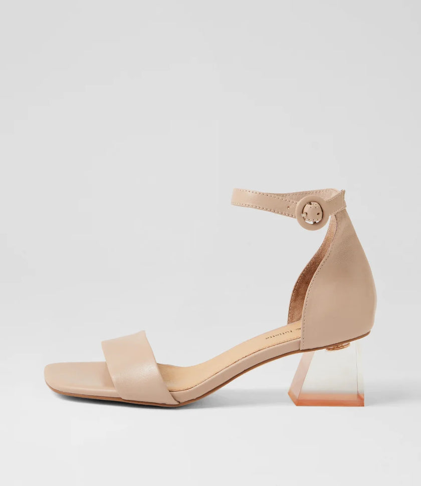 Django & Juliette Mirabel Heel Sandals Nude Leather