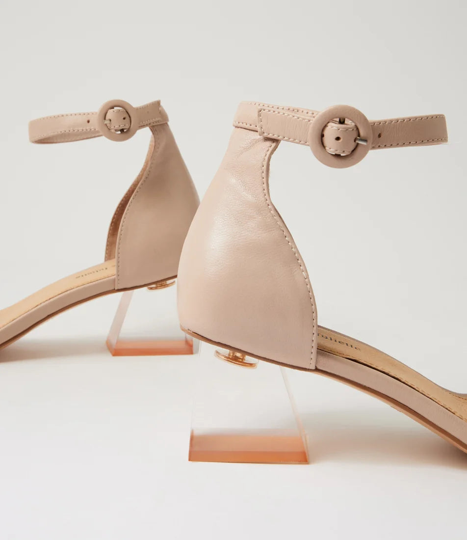 Django & Juliette Mirabel Heel Sandals Nude Leather