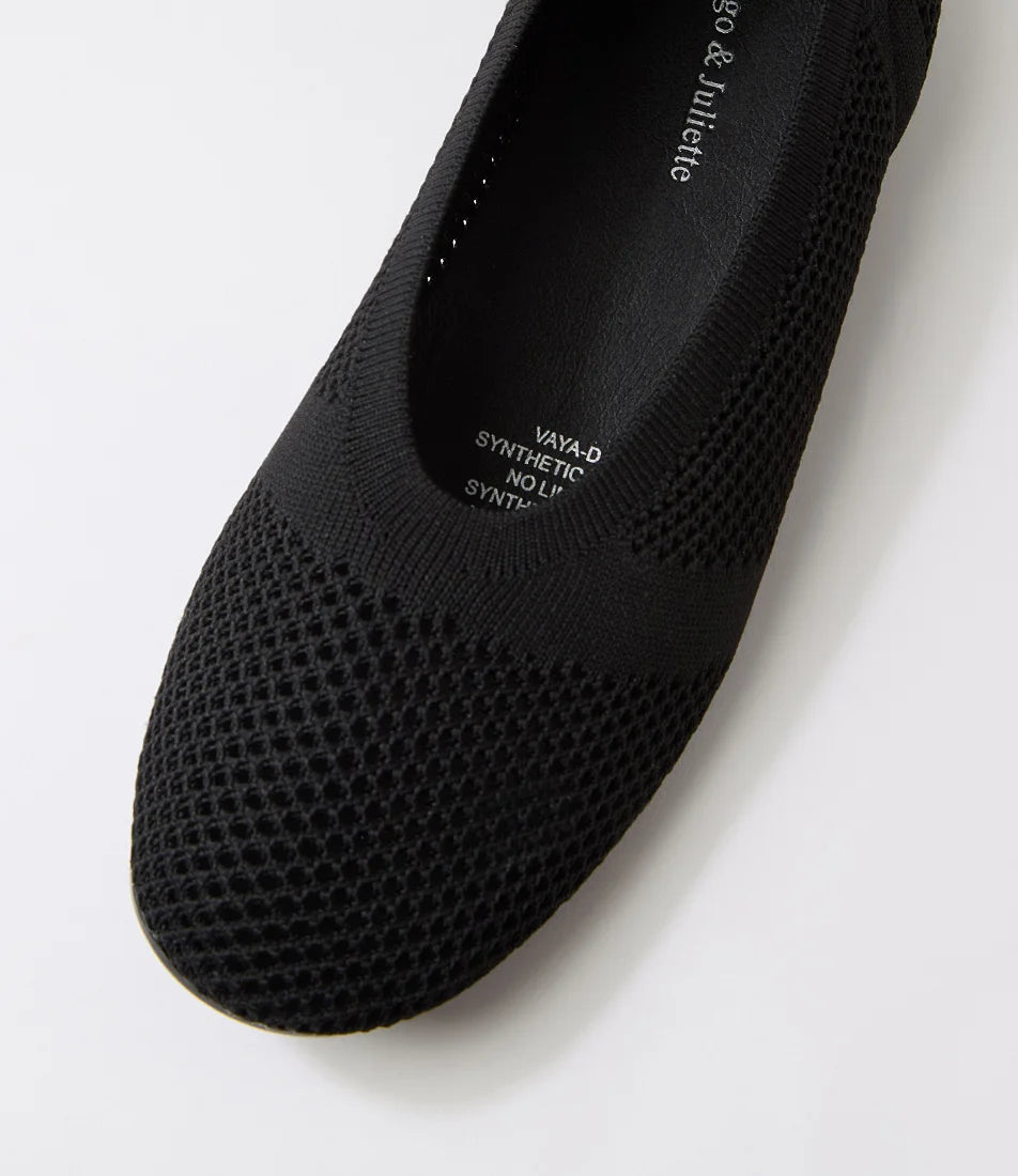 Django & Juliette Vaya Knit Flats Black