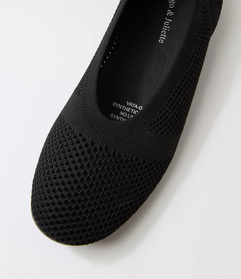 Django & Juliette Vaya Knit Flats Black