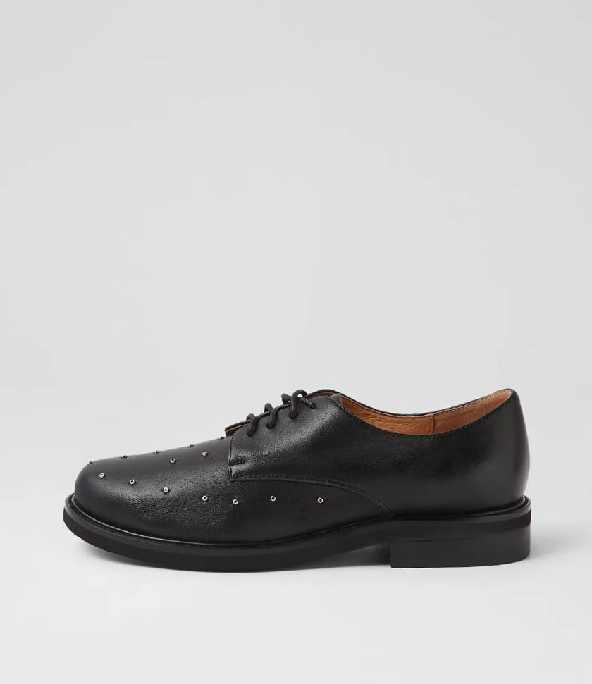 Django & Juliette Blora Studded Lace Up Black Leather