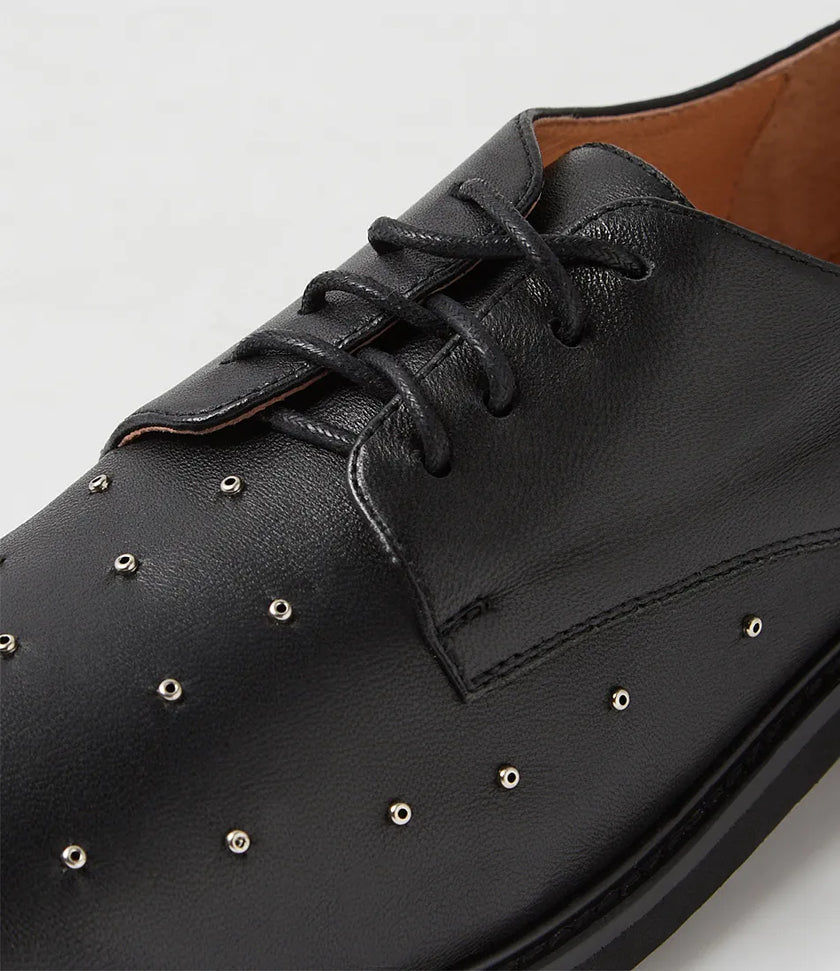 Django & Juliette Blora Studded Lace Up Black Leather