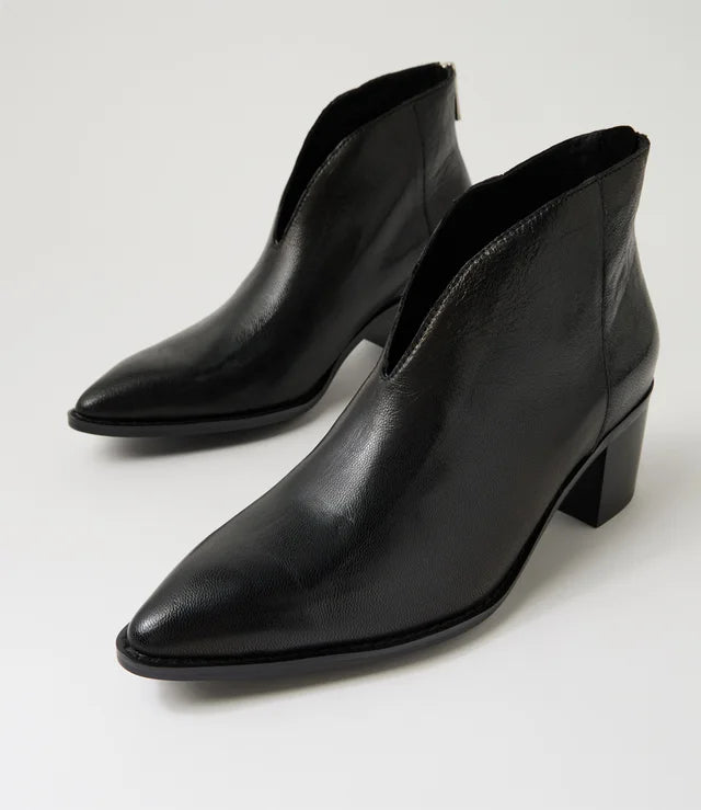 Django & Juliette Fernada Ankle Boots Black/ Black Polish Leather