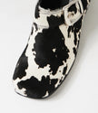 Django & Juliette Grippo Black White Pony Leather Mules