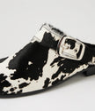 Django & Juliette Grippo Black White Pony Leather Mules