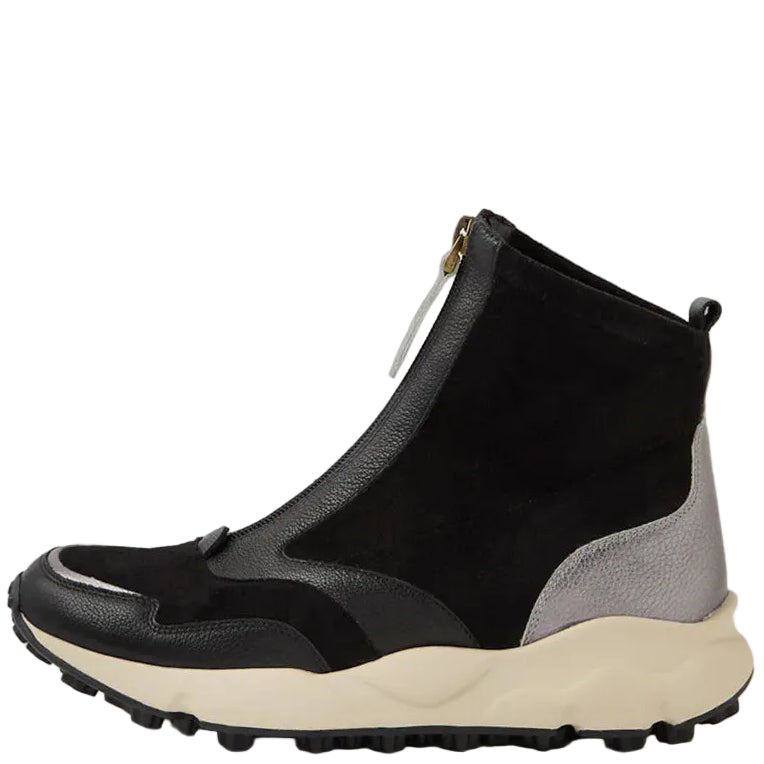 Django & Juliette Jennsen Zip Front Sneaker Boot Black/ Dark Pewter Multi